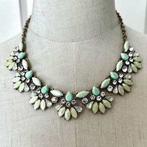 Green floral rhinestone statement necklace